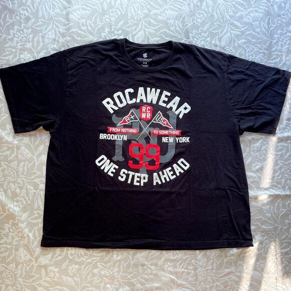 Vintage Y2K Rocawear Graphic Tee Black Gray Red Size 5XB Excellent Condition - Picture 1 of 5